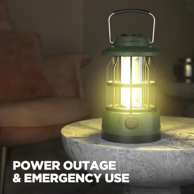 EverBrite LED Camping Lantern, USB C Rechargeable Lantern with Stepless Dimming, Vintage Portable Camping Lights & Lanterns, Lanterns for Power Outages, Hurricane, Emergency, Fishing, Home and More