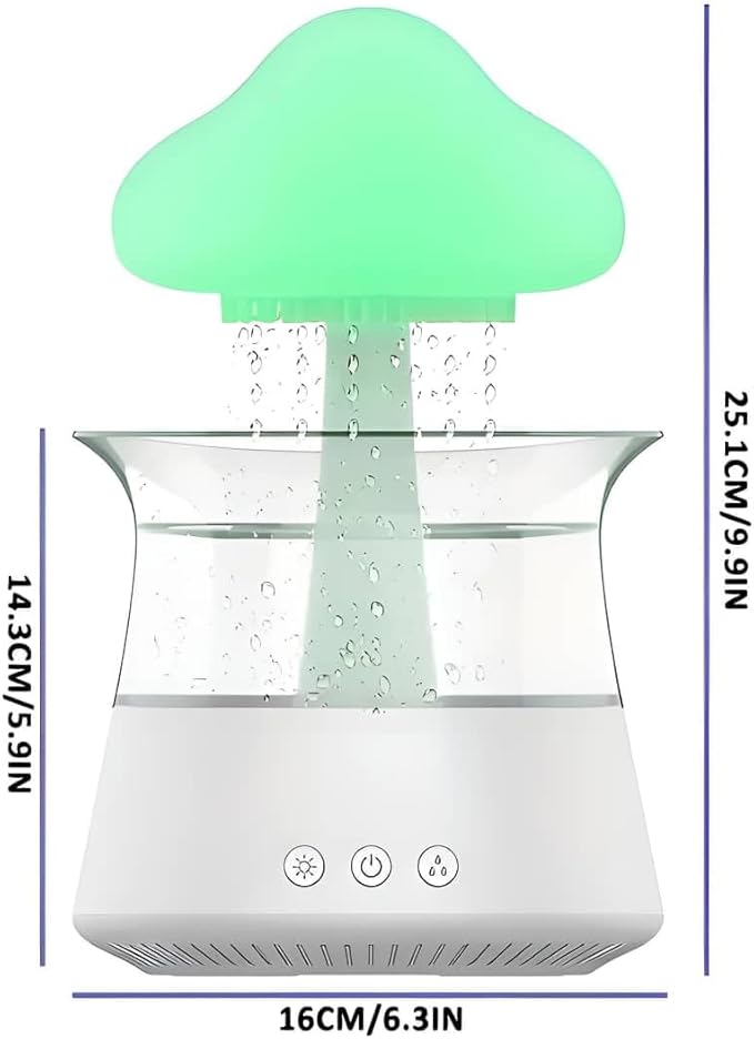 Rain Cloud Mushroom Humidifier Lamp – Soothing Waterfall Night Light with Rain Sounds, Sleep Aid & Relaxation Desk Lamp, Ideal Gift for Kids, Men, Women – Perfect for Birthday, Holiday
