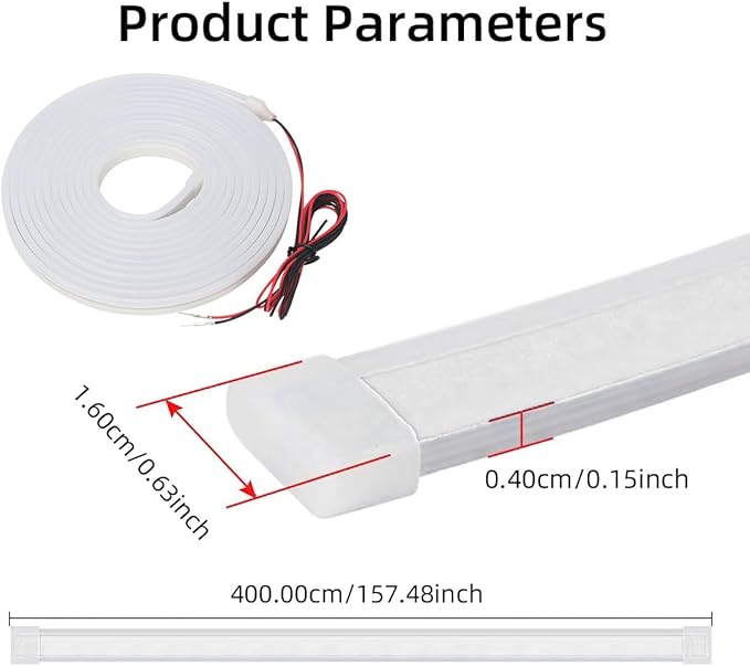 Car LED Strip Lights, Dynamic Flowing Car Trunk Light Strip, White Colors 157.48" Flexible Trunk Led Light Strip, Easy Install, Waterproof, Universal Fit for Cars, SUVs(White)