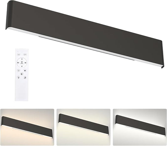 Aipsun 32.6in Remote Control Dimmable Modern Black Vanity Light Fixtures Color Temperature Adjustable LED Bathroom Light Fixture