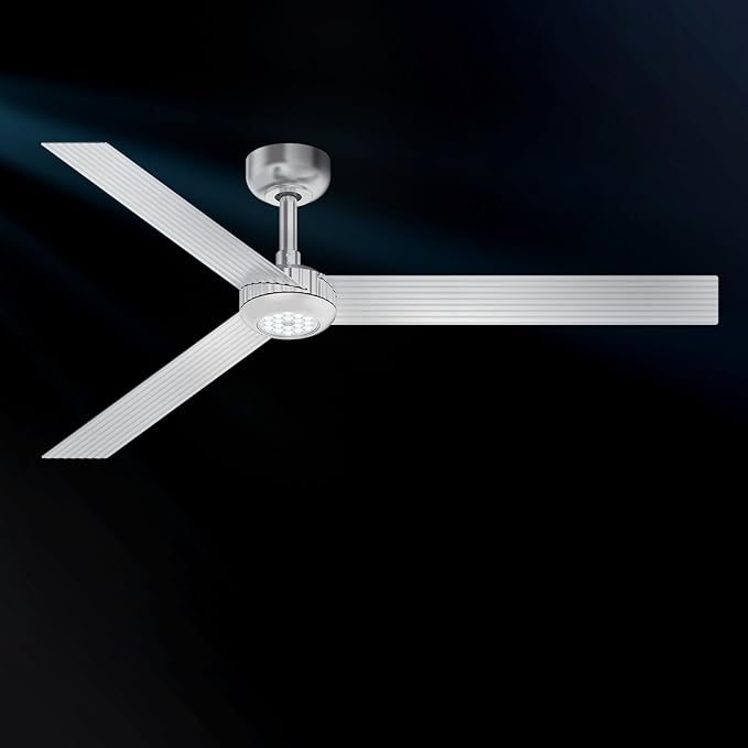 TALOYA 52 inch Modern Ceiling Fan with Lights,Remote Control,3 Metal Blades,Silver Finish,6-Speed,Dimmable, Noiseless Reversible DC Motor,Indoor/Outdoor Ceiling Fan for Living Room Bedroom patio