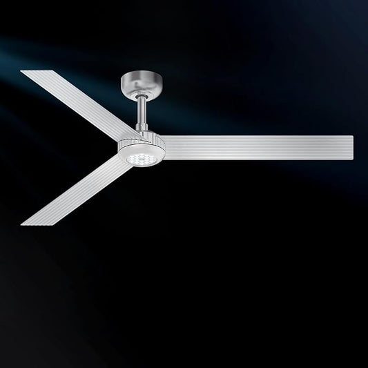 TALOYA 52 inch Modern Ceiling Fan with Lights,Remote Control,3 Metal Blades,Silver Finish,6-Speed,Dimmable, Noiseless Reversible DC Motor,Indoor/Outdoor Ceiling Fan for Living Room Bedroom patio