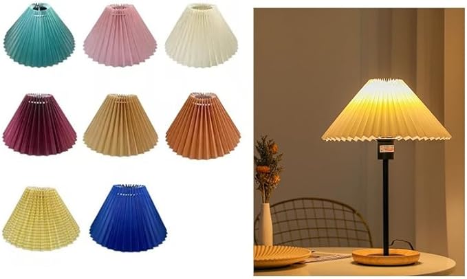 2PCS Paper Lampshade Small Pleated Lampshade,PVC Table Lamp Chandelier Nightlight Pleated Lampshade Fabric Light Cover for Office Bedroom Living Room (Dark green, 80mm*215mm*143mm)
