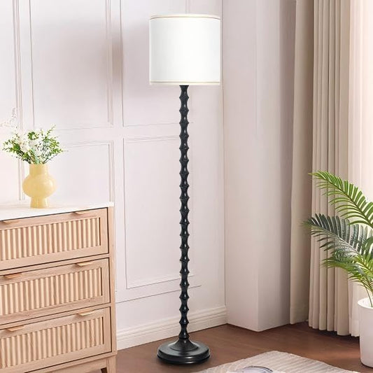 64.5" Dark Brown Floor Lamp with White Lampshade, Dark Brown Floor Lamp for Living Room.Rustic Floor Lamps,Tall Floor Lamps for Living Room, Bedroom, Corner, Dining Room, Home