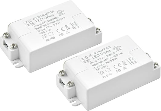 10W DC 12V LED Driver Transformer - 110V AC to 12V DC Constant Voltage Switching Converter - Waterproof IP22-2-Pack
