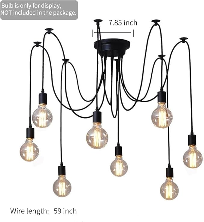 Spider Light Chandelier Spider Pendant Light Fixture Edison Chandelier 8 arms Vintage Industrial Steampunk Hanging Ceiling Multi DIY