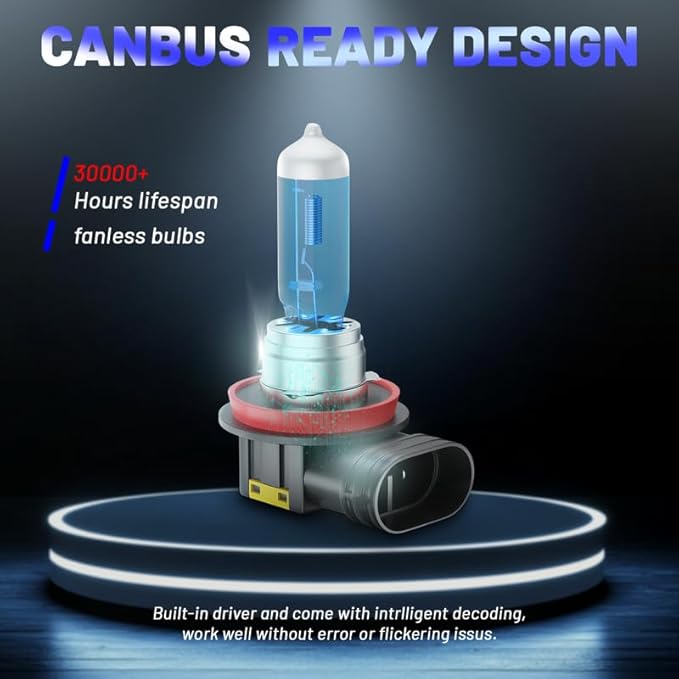 Halogen Headlight Bulbs Fit For Nissan Altima 2007-2018, High Low Beam Bulbs Combo, 100W 6000K White 300% Brightness, Plug and Play, 4-Pack