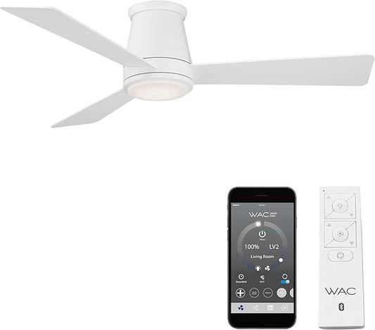 WAC Lighting Hug 3 Blades Aluminum Smart Flush Mount Ceiling Fan in Matte White