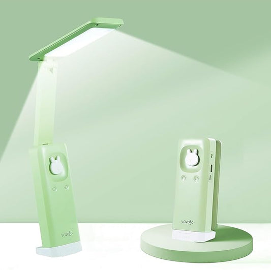 VAVOFO Cordless Desk Lamp, 6000mAh Battery Powered Desk Lamp, Foldable Desk Lamps, Three Color Temperatures, USB C Rechargeable, Ideal Cute Desk Accessory for Students and Home Offices