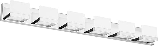 Tipace Modern 6 Lights LED Vanity Light for Bathroom Up and Down Chrome Bathroom Wall Light Fixtures Over Mirror(White Light 6000K)