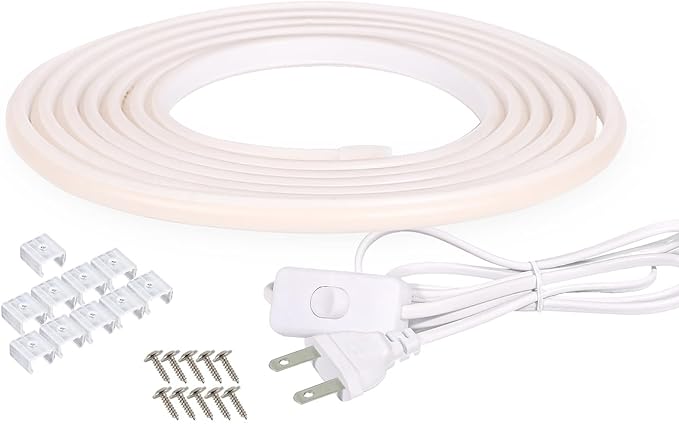 AC 110V LED Lights 32.8 ft, Outdoor LED Strip Lights Waterproof IP67 Cuttable Flexible COB LED Light Strip 320LEDs 4000K White Super Bright Lighting for Bedroom Kitchen Under Cabinet Lights