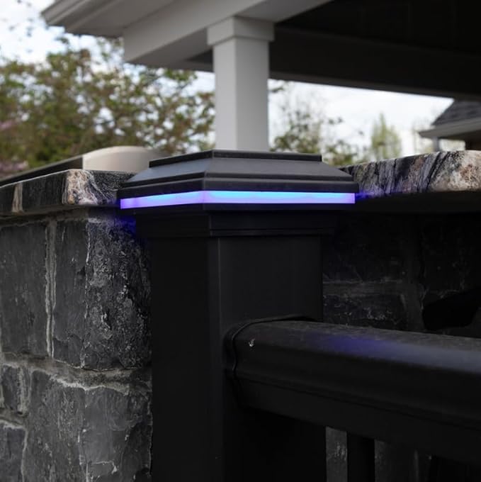 Tru-Scapes® 4.5” Composite LED Low Voltage Deck Post Cap Light (ONLY fits a Trex Transcend Post) (White) (NOT Solar) - Works with Trex LightHub Plug N Play System (Black Color Changing)