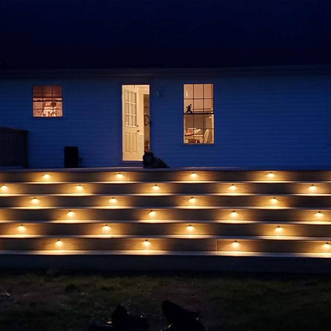 FVTLED Warm White Low Voltage LED Deck Lights kit Φ1.38 Outdoor Garden Yard Decoration Lamp Recessed Landscape Pathway Step Stair Warm White LED Lighting, Black