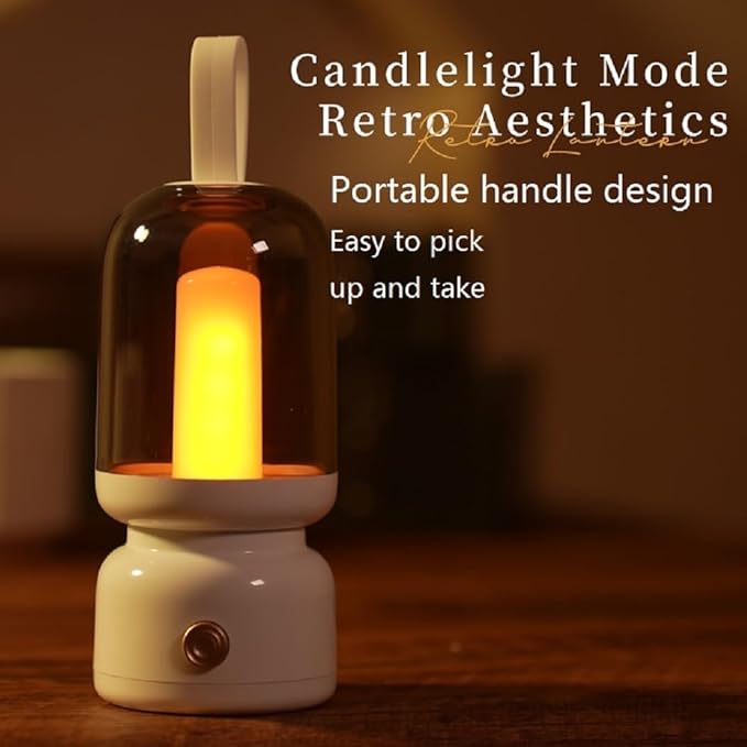 Portable Retro Table Lamp for Outdoor Indoor,LED Sleep Lamp Cute Room Decor Night Light ,Cordless USB Rechargeable Desk Lamp- Small Lantern Lamp for Restaurant/Bedroom/Bar/Coffee Shop/Camping (Green)