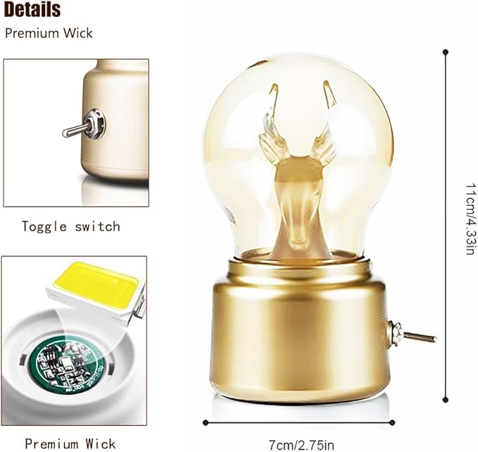Elk-Style Bulb USB Night Light, British Vintage Creative Ambiance Lamp,Rechargeable Small Lamp, Led Night Light Bulb Lamp Kids Bedside Lamp for Kids, Girls, Boys Gifts