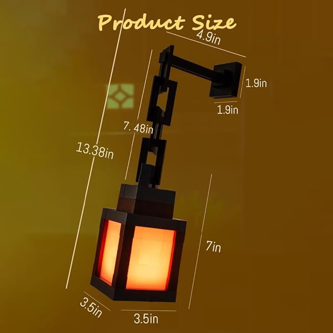 Pixelated Lantern Night Light, 2026 New 16-Colour LED Wall Mood Night Light with Remote Control, Rechargeable Wall Tabletop Night Lights for Bedroom Gaming Kids Room Decor (2Set)