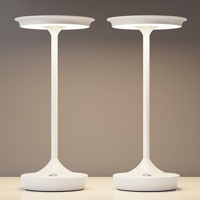 LED Cordless Table Lamp Rechargeable-Portable Battery Operated Lamps, 3 Color Touch Dimming Waterproof Light for Patio/Restaurant/Dining/Outdoor (White2)
