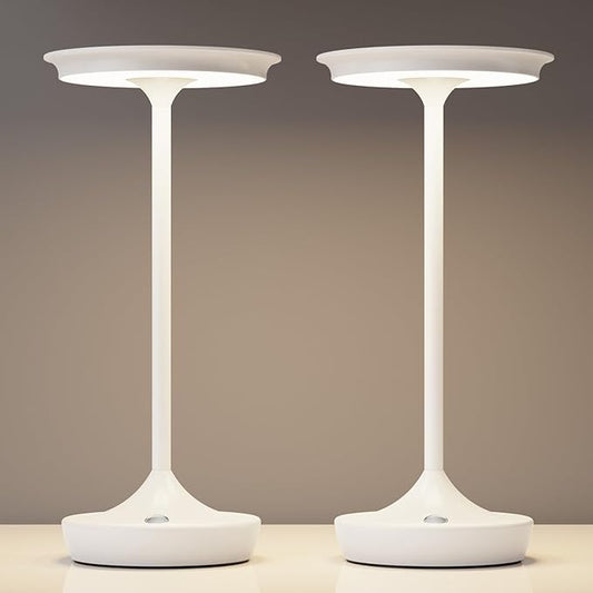 LED Cordless Table Lamp Rechargeable-Portable Battery Operated Lamps, 3 Color Touch Dimming Waterproof Light for Patio/Restaurant/Dining/Outdoor (White2)