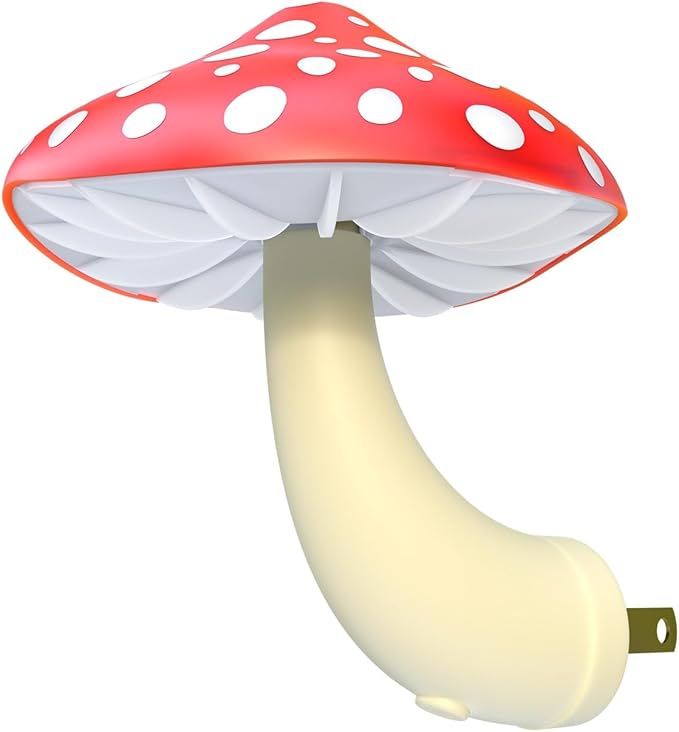 Colorful Life Remote Control Mushroom Night Light – Three‑Color Warm LED Bedside Lamp, Cute Mushroom Design with Dimmer & Timer (Warm Red/Green/Yellow)