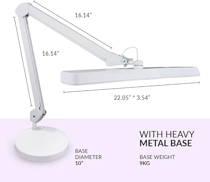 Neatfi (New Model) XL 2,500 Lumens LED Task Lamp, 5 Light Modes, 3000-6000K Correlated Color Temperature, 30W, Dimmable, 324 Pcs SMD LED, Desk Light for Home, Office (CCT with Base, White)