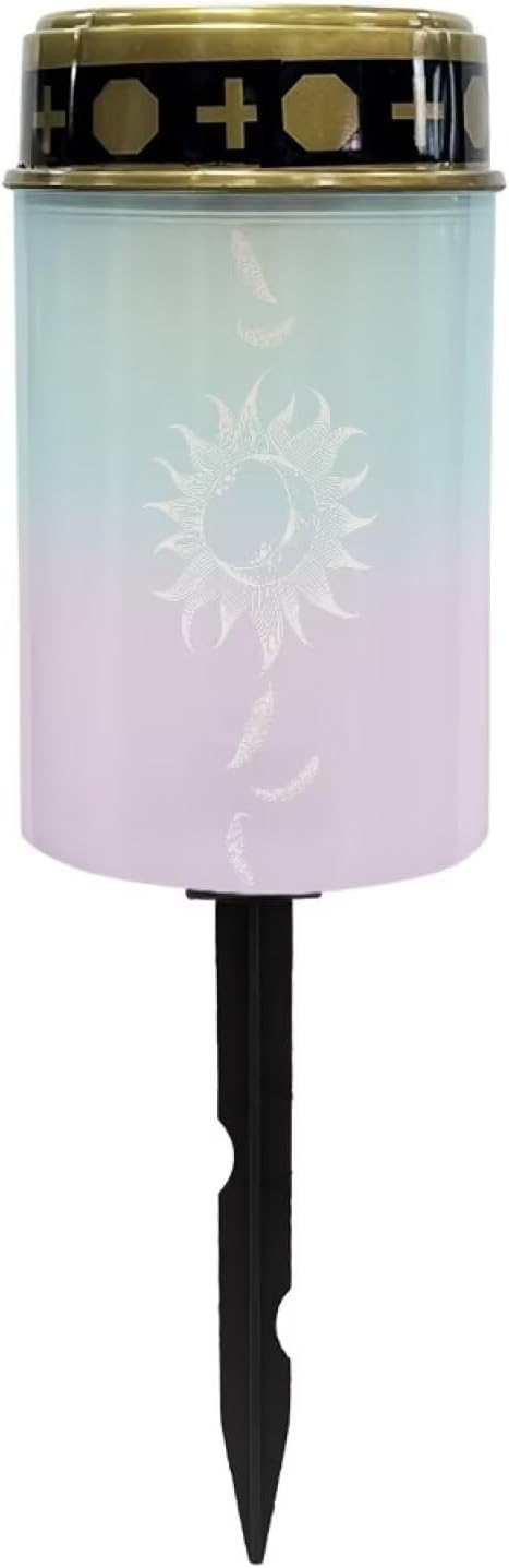 Cemetery Solar Lights Waterproof Solar Powered Grave Lights Sun Print Landscape LED Flameless Candle Grave Decor Memorial Gift Garden Decor