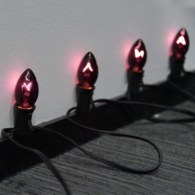 25 Pack C7 Black Halloween Replacement Bulbs C7 Clear Outdoor String Lights Replacement Bulbs, C7/E12 Candelabra Base, 5 Watt