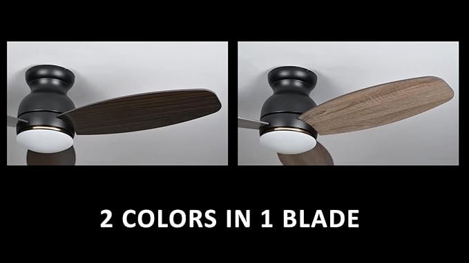 Carro Ceiling Fan with Lights, Indoor & Outdoor Ceiling Fan, 52" Low Profile DC Smart, Compatible with Alexa, Siri, Google Home & Smart APP, 2 Colors of Reversible Blades, Dark Walnut & Wood