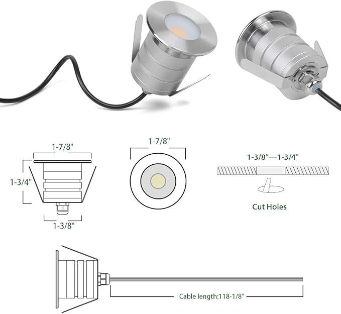 Low Voltage LED Inground Well Light 4-Packs, 3W 3000K Warm White IP67 Waterproof Aluminum Buried Underground Lights for Outdoor Landscape Lighting, Deck, Yard, Pool, 12V-24V DC, AC12V (4-Pack)