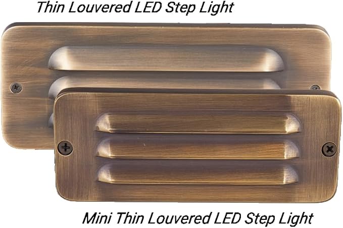 VOLT Cast Brass 12V 3W 2700K Warm White Mini Thin LED Louvered Outdoor Step Light (20 Lumens) for Low Voltage Landscape Lighting