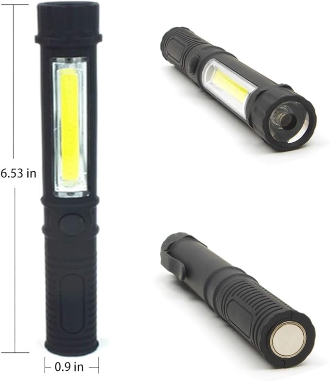 COB LED Work Flashlight with Magnetic Base and Clip Multi-Function Pocket Pen Light Inspection Work Light, 8 Pack