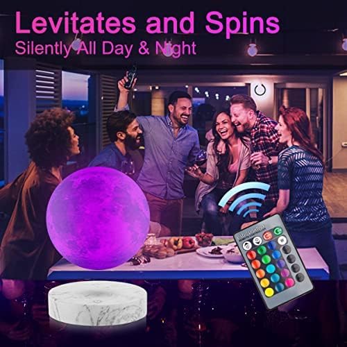 Levitating Moon Night Light 3D Printed 16 Colors Adjustable,Floating & Spinning & Magnetic Levitation, Cool Lamps for Bedrooms Office Decor, Unique Gifts