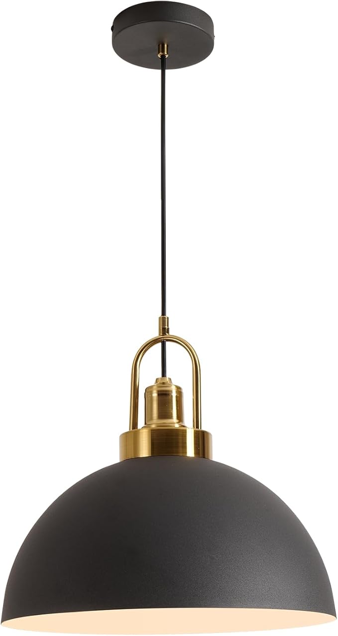 Vintage Industrial Black and White Iron Pendant Light,Hallway - Diameter 13.58 "- Wire Length 78.74",Copper Socket Pendant Light, Suitable for Kitchen Islands,