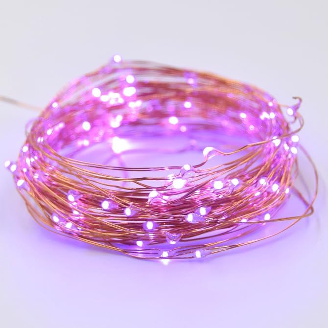Hometown Evolution, Inc. Purple LED Fairy Lights - Plug in - 33 Foot 100 Purple LED Micro Lights on Copper Wire - Waterproof for Indoor and Outdoor Use