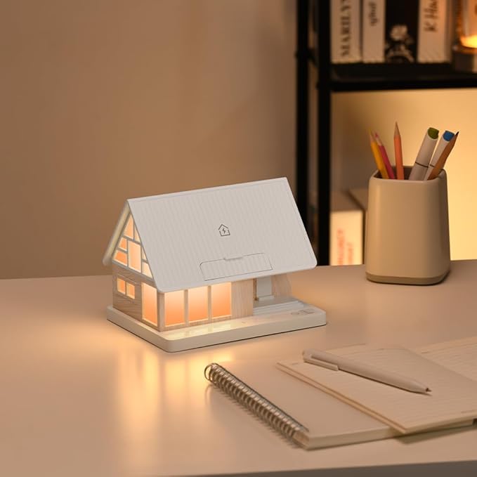 Night Light,House-Shaped Nightstand Light with 15W Wireless Charger and White Noise Machine,Touch Control 3-Level Dimmable Lamp with Timer, Sleep Aid Bedside Light for Bedroom Décor & Gift