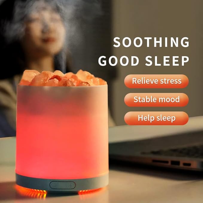 2-in-1 Himalayan Salt Lamp & Ultrasonic Essential Oil Diffuser, Salt Lamp Diffuser,Humidification,Aromatherapy,USB Interface,7 Color Lights& Waterless Auto-Off.…