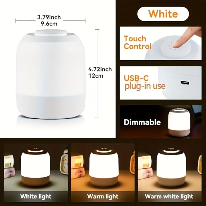 Touch Control Night Light, 3 Brightness Adjustable LED Bedside Lamp, Portable Table Lamp, Best Gift for Men Women Teens Kids Children Sleeping Aid