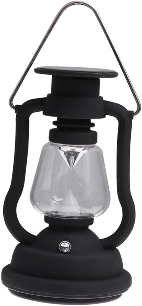 USB Rechargeable Solar Retro Horse Light Hand Crank Powered Multi Function Camping Lantern for Outdoor Use Portable LED Tent Light Black