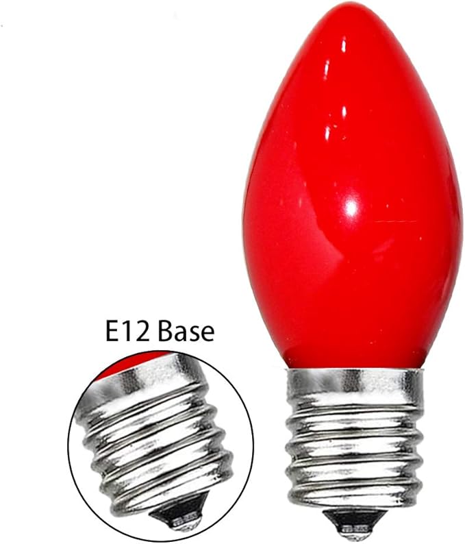 GOOTHY Indoor ＆ Outdoor String Light Bulbs, C7 Red Light Bulbs, C7 Ceramic Red Christmas Replacement Bulbs for Outdoor Christmas String Lights, 5 Watt Night Light Bulb,120 Volt