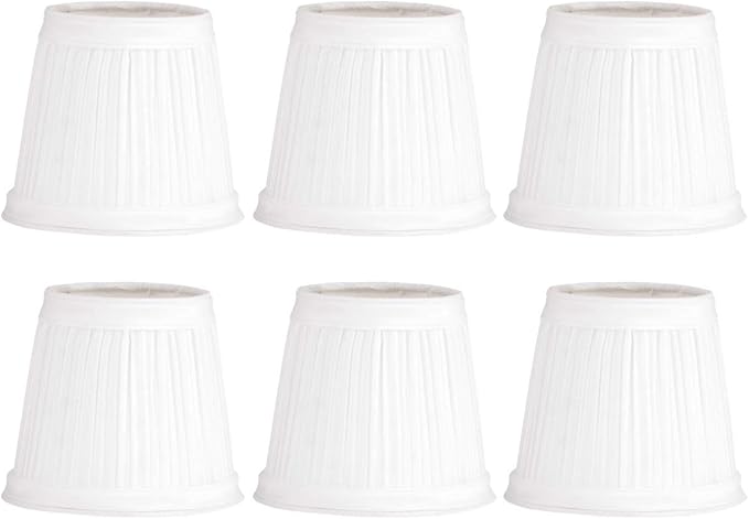 Renovators Supply Manufacturing Small Clip On Lamp Shade White Fabric 4" Tall Vintage Mini Clip On Pleated Drum Style Fits Chandelier Candelabra Bulb Living Or Bedroom Lampshade Replacement Pack Of 6