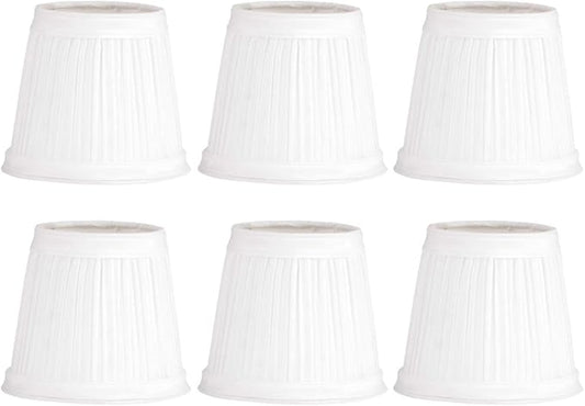 Renovators Supply Manufacturing Small Clip On Lamp Shade White Fabric 4" Tall Vintage Mini Clip On Pleated Drum Style Fits Chandelier Candelabra Bulb Living Or Bedroom Lampshade Replacement Pack Of 6