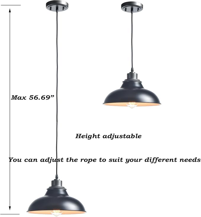 Black Pendant Lights Kitchen Island Farmhouse Pendant Lights Modern Hanging Pendant Light for Dinning Room Living Room Bedroom Bar