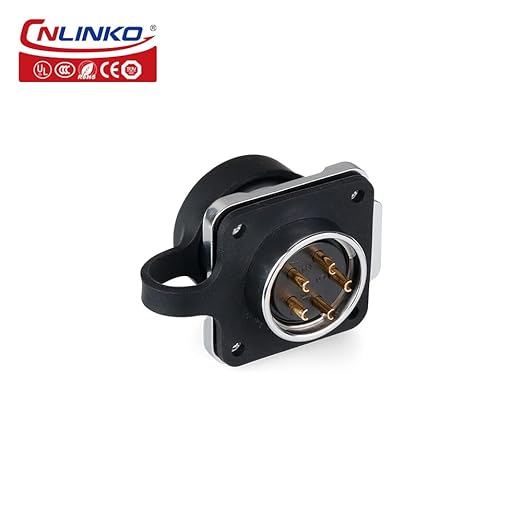 CNLINKO LP-20 Industrial Waterproof Connector IP68 Circular Connector Quick Plugging Aviation Connector Anti-Interference Shell Fast Release Connector M20 2-12 Pin Flange Socket (5 Pin)