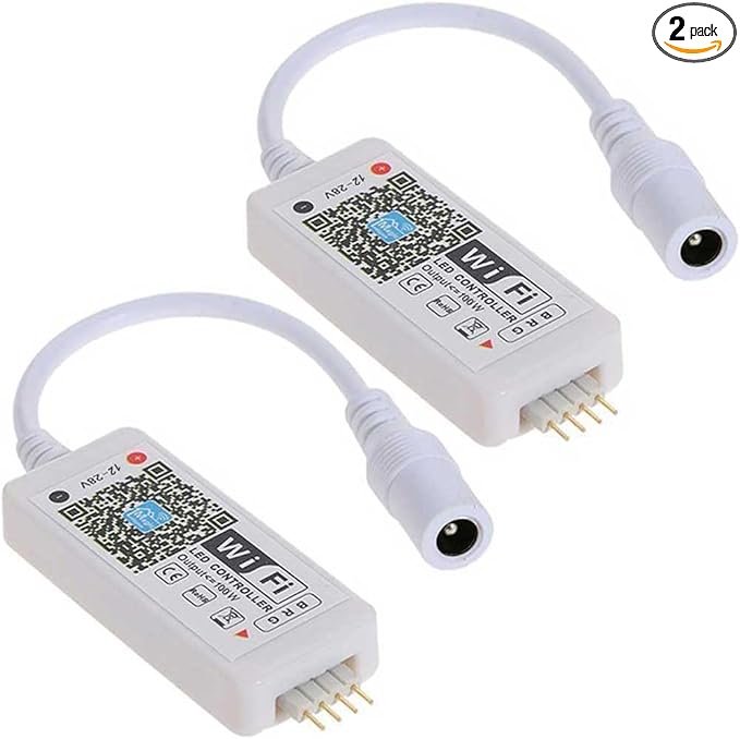 Aubric Smart WiFi LED Controller, RGB Led Strip Lights Wireless Controller, Compatible with Alexa & Google Home & IFTTT, Free Magic Home App via iOS or Android Smartphone (2 Pack)
