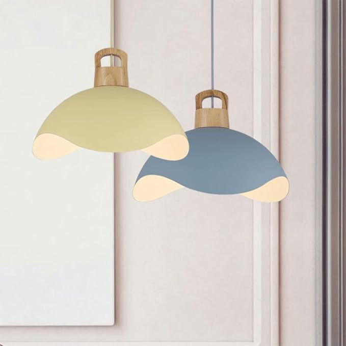 RCIDOS Personalized Pendant Lights Modern Simplicity Hanging Lamp Scandinavian Macaron Lighting Fixture Creative Suspensiom Lamp Wood Art for Kitchen Island Dining Room Over Sink, 30cm, Blue
