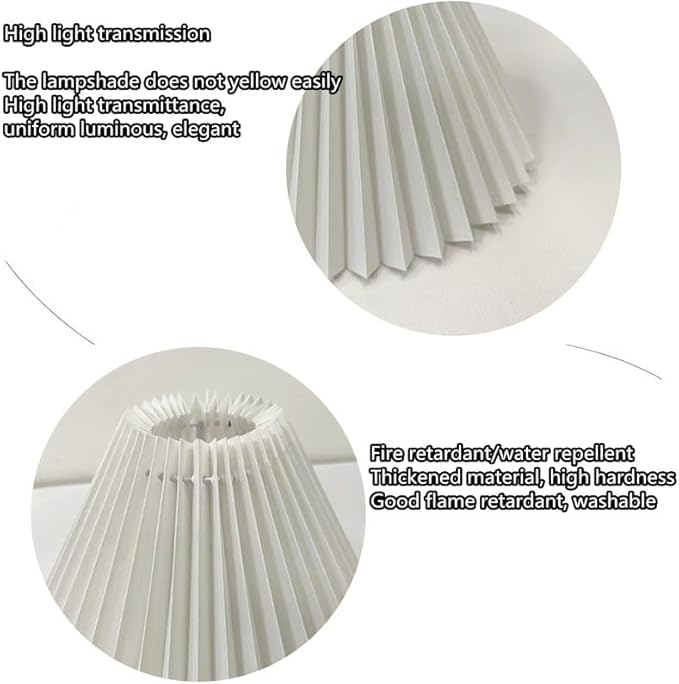 2PCS Paper Lampshade Small Pleated Lampshade,PVC Table Lamp Chandelier Nightlight Pleated Lampshade Fabric Light Cover for Office Bedroom Living Room (White, 80mm*235mm*160mm)