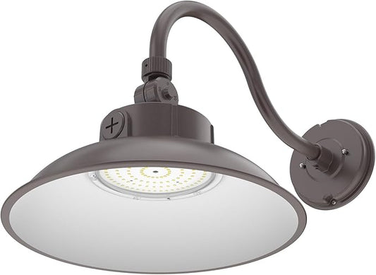 HYPERLITE Gooseneck Barn Light 12inch - 50W/40W/30W Selectable - 3000K/4000K/5000K Switchable IP65 Gooseneck Wall Sconce - 360° Rotation Barn Light Sconce Outdoor for Porch Farmhouse Garage