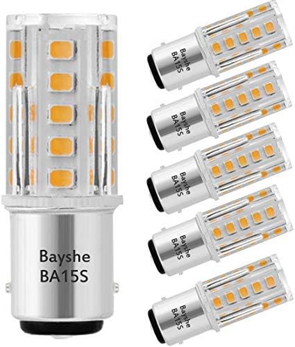 12V BA15S S8 SC Bayonet Single Contact Base 1156 1141 3W LED Light Bulb 2700K Warm White,AC/DC 12volt Landscape Path Deck RV Camper Marine Boat Trailer Lighting,Pack of 5