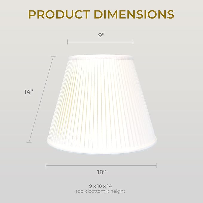 Royal Designs, Inc. Deep Empire Side Pleat Basic Lamp Shade, White, 9 x 18 x 14, BSO-728-18WH-2, Pack of 2