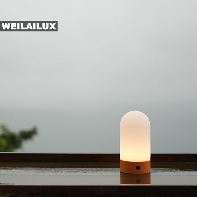 Battery Operated Shower Lamp Waterproof, Small Portable Cordless Table Lamp Rechargeable, Touch Dimmable Mood Light for Home/Patio/Dining/Outdoor (White)