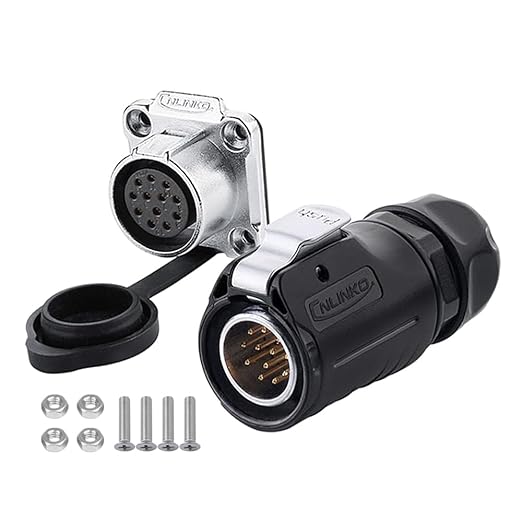 CNLINKO LP20 Series Waterproof Connector, IP68 Power Connector 2pin 3pin 4pin 5pin 7pin 9pin 12pin Connector for LED Lamp Project Cable Assemble Type (12pin Connector Set)